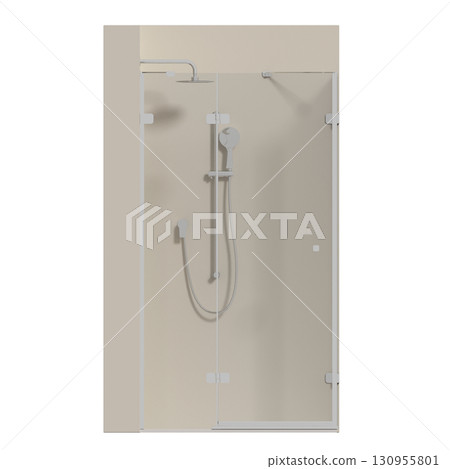 shower cabin isolated on transparent background, 3D illustration, cg render shower cabin isolated on transparent background, 3D illustration, cg render 130955801