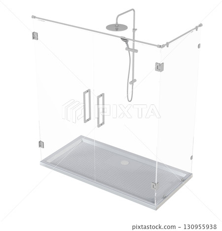 shower cabin isolated on transparent background, 3D illustration, cg render 130955938