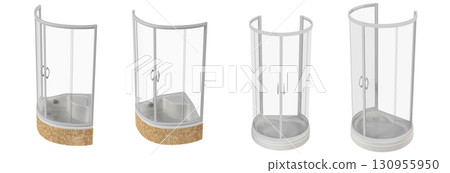shower cabin isolated on transparent background, 3D illustration, cg render shower cabin isolated on transparent background, 3D illustration, cg render 130955950