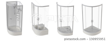 shower cabin isolated on transparent background, 3D illustration, cg render shower cabin isolated on transparent background, 3D illustration, cg render 130955951