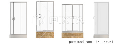 shower cabin isolated on transparent background, 3D illustration, cg render shower cabin isolated on transparent background, 3D illustration, cg render 130955961