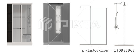 shower cabin isolated on transparent background, 3D illustration, cg render shower cabin isolated on transparent background, 3D illustration, cg render 130955965