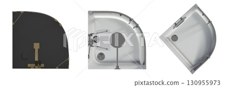shower cabin isolated on transparent background, 3D illustration, cg render shower cabin isolated on transparent background, 3D illustration, cg render 130955973