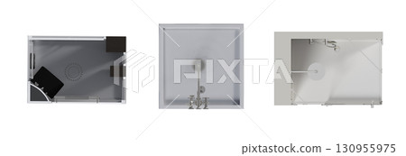 shower cabin isolated on transparent background, 3D illustration, cg render 130955975