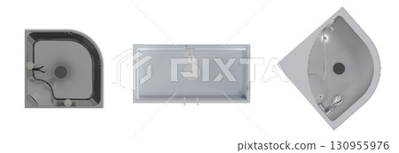shower cabin isolated on transparent background, 3D illustration, cg render 130955976