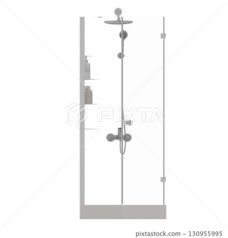 shower cabin isolated on transparent background, 3D illustration, cg render shower cabin isolated on transparent background, 3D illustration, cg render 130955995