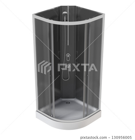 shower cabin isolated on transparent background, 3D illustration, cg render shower cabin isolated on transparent background, 3D illustration, cg render 130956005