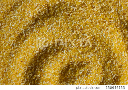 Raw Yellow Corn Grits Close-Up Texture 130956133