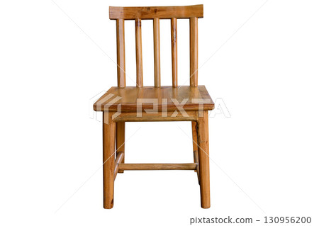 Brown wooden chair isolated on white background 130956200