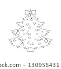 Cute winter kids coloring page with Christmas tree. Black and white cartoon vector illustration with simple shapes 130956431