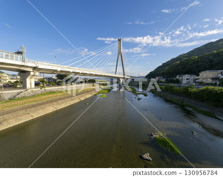 Shin-Inagawa Bridge on the Hanshin Expressway illuminated by the morning sun 130956784