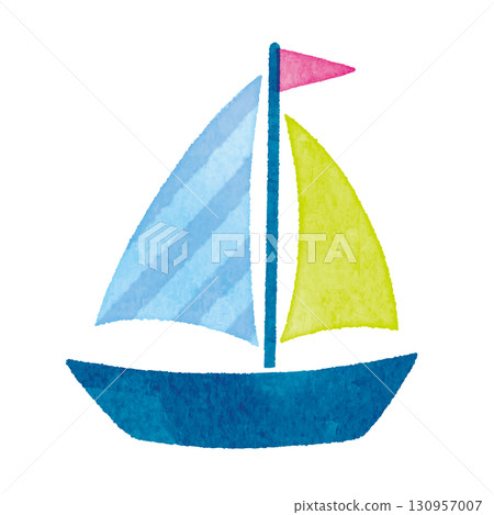 可愛的水彩帆船插圖 可愛的水彩帆船插圖 130957007