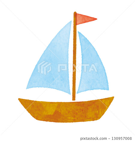 可愛的水彩帆船插圖 可愛的水彩帆船插圖 130957008