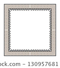 Square frame with decorative key, wavy Greek ornament. Greek meander. Square European border. Traditional classic ornament. Patterns of Greece, Ancient Rome. Classic Egyptian, Greek motifs 130957681