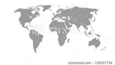 Detailed gray world map on white background. Detailed gray world map on white background. 130957748