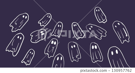 halloween cute ghost design trick or treat illustration	 130957762