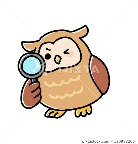 貓頭鷹透過放大鏡看 130958266