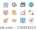 Flat Style Pastel Business and Finance Icon Set 130958323