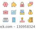 Flat Style Pastel Business and Finance Icon Set 130958324
