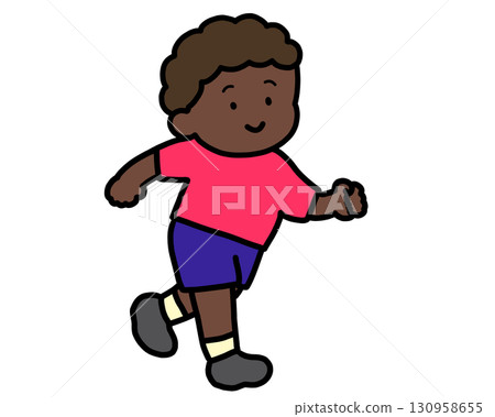 Black boy running with a smile 130958655