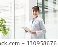 Young female doctor working in hospital 130958676