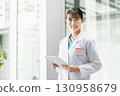 Young female doctor working in hospital 130958679