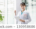 Young female doctor working in hospital 130958686