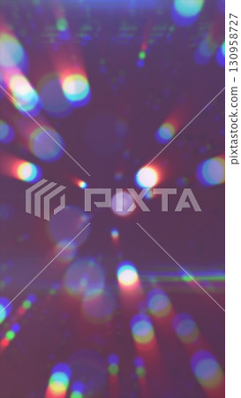 Soft focus abstract light rays and bokeh circles with rainbow chromatic aberration on a purple background Soft focus abstract light rays and bokeh circles with rainbow chromatic aberration on a purple background 130958727