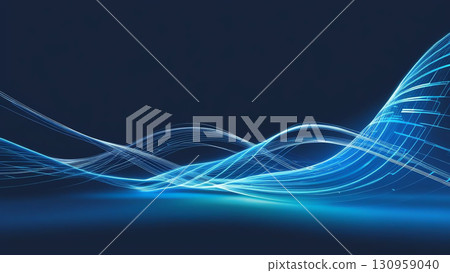 Futuristic glowing data streams create dynamic waves in deep blue tones Futuristic glowing data streams create dynamic waves in deep blue tones 130959040