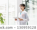 Young female doctor working in hospital 130959128
