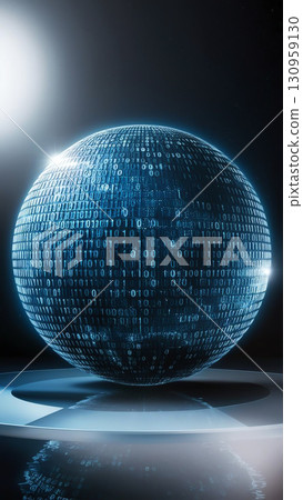 Abstract glowing sphere made of binary codes in dark cosmic environment 130959130