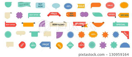 WebColorful Sale and Offer Tags Set Discount Labels, Price Tags, and Banners 130959164