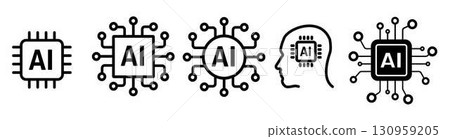 WebArtificial intelligence processor chip icon AI system vector symbol 130959205