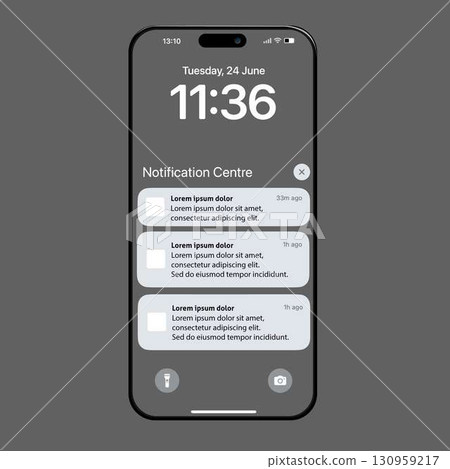 iPhone Home Screen Mockup with App Notifications UI Vector Template iPhone Home Screen Mockup with App Notifications UI Vector Template 130959217