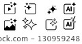 AI-generated content icons set sparkle magic image, video, text symbols 130959248