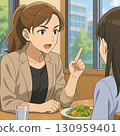 動漫圖畫、美麗的辦公室小姐、午餐時與同事的閒聊 130959401
