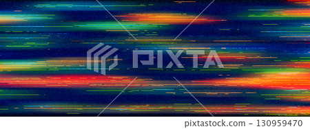 Glitch game effect background with pixel cyberpunk patterns and digital static noise. Abstract blue and purple screen distortions for gamer designs or tech banners. Retro VHS overlay futuristic. 130959470