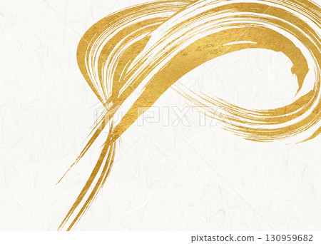 Japanese style background with gold brush art 130959682