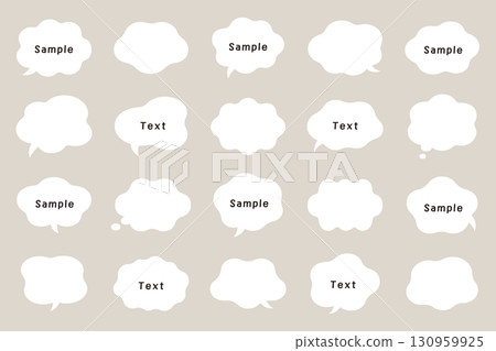 Squishy speech bubble, hand-drawn, cloud, frame, decoration, ornament, material, illustration, vector, set, decoration 130959925