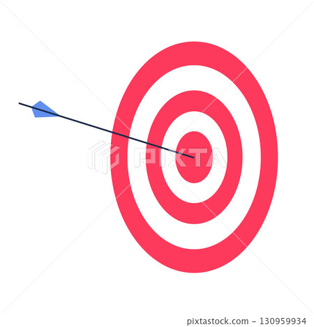 Arrow Hitting Target Near Bullseye Flat Illustration 130959934