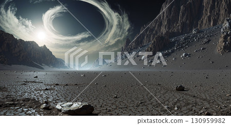 Image of an extraterrestrial planet landscape: AI-generated image 130959982