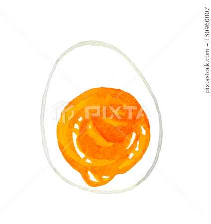 Half-boiled egg (soft-boiled) Hand-drawn watercolor illustration of egg dishes Half-boiled egg (soft-boiled) Hand-drawn watercolor illustration of egg dishes 130960007