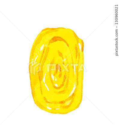 一片玉子燒蛋菜，手繪水彩插圖 130960021