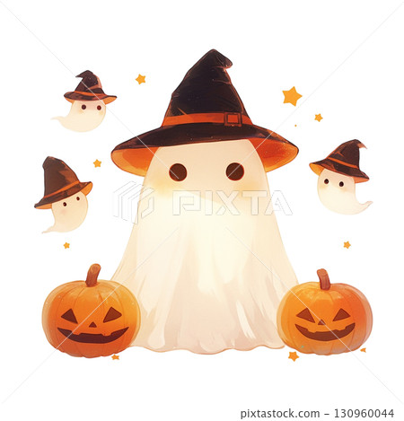 [Halloween] Illustration of a Halloween party with little ghosts 130960044