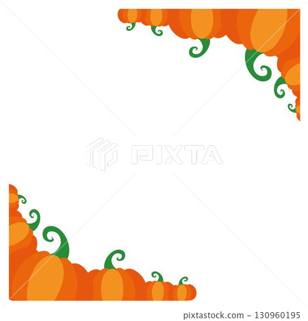 Pumpkin color design square template frame. Vector cartoon illustrations. Thanksgiving backdrop or Halloween with pumpkin harvest. Autumn background. Pumpkin color design square template frame. Vector cartoon illustrations. Thanksgiving backdrop or Halloween with pumpkin harvest. Autumn background. 130960195