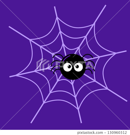 Cute Halloween Spider Cartoon Character On A Web. Vector Hand Drawn Illustration Isolated On Transparent Background Cute Halloween Spider Cartoon Character On A Web. Vector Hand Drawn Illustration Isolated On Transparent Background 130960312