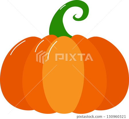 Autumn harvest pumpkin, isolated on white background. Colorful thanksgiving illustration. Fall design element. Objects for design, cards, banners, flyer, social media, web and decoration. 130960321