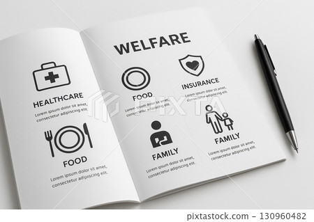 Simple brochure design outlining welfare services 130960482
