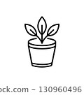Potted plant outline icon. linear style sign for mobile concept and web design. Plant in pot simple line vector icon. Symbol, logo illustration. 130960496
