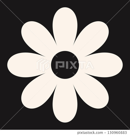 Minimal flower emblem with organic inspiration and smooth petal geometry. The design reflects simplicity, nature, and conceptual art. Minimal flower emblem with organic inspiration and smooth petal geometry. The design reflects simplicity, nature, and conceptual art. 130960883